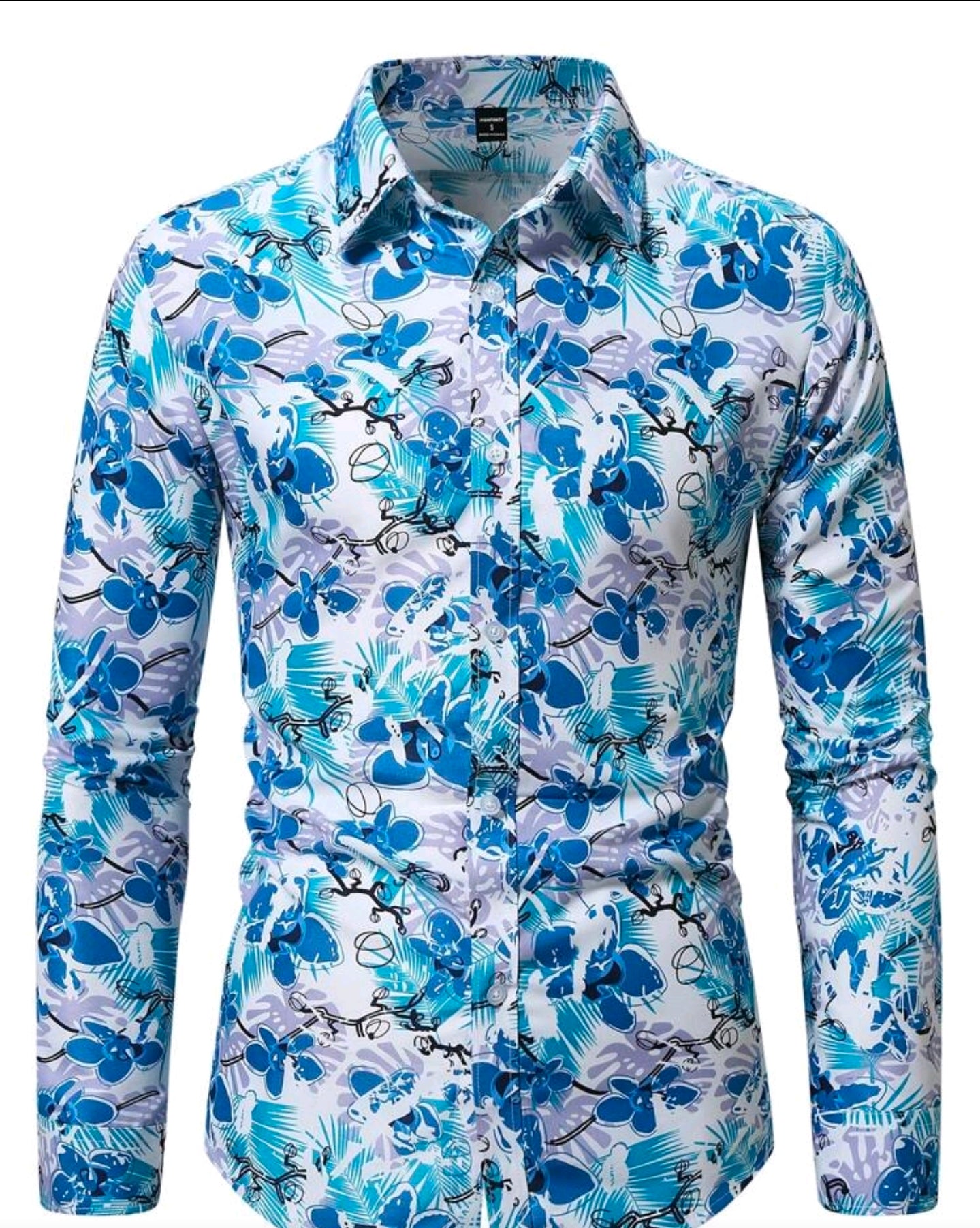 Camisa OH ALPHA “Blue Tropic Floral – Edición Manga Larga Premium”