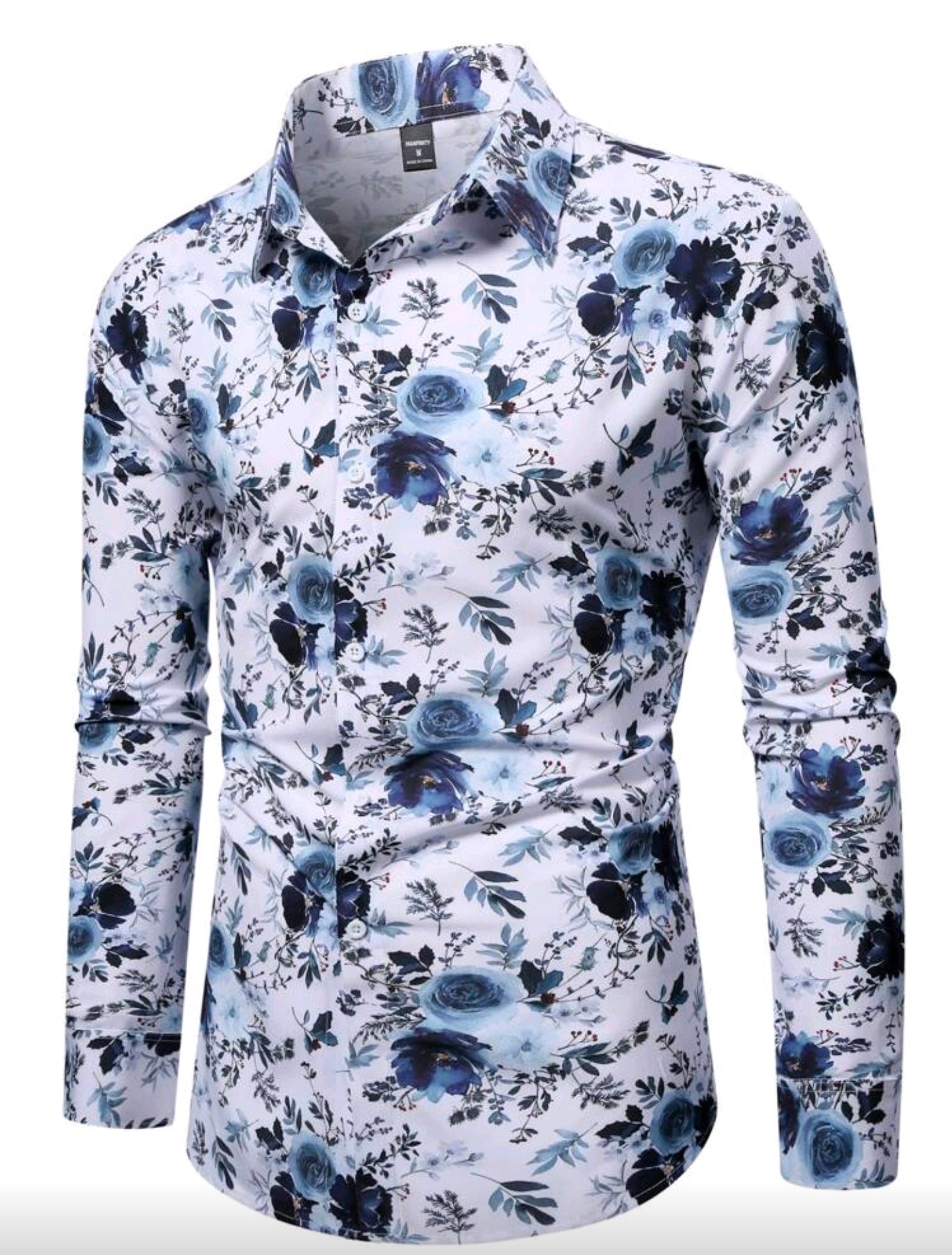 Camisa OH ALPHA “Blue Garden Elegance – Edición Floral Premium” Talla L