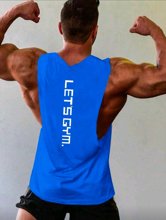 Polera OH ALPHA “Let’s Gym – Muscle Fit Tank Azul” Talla XL