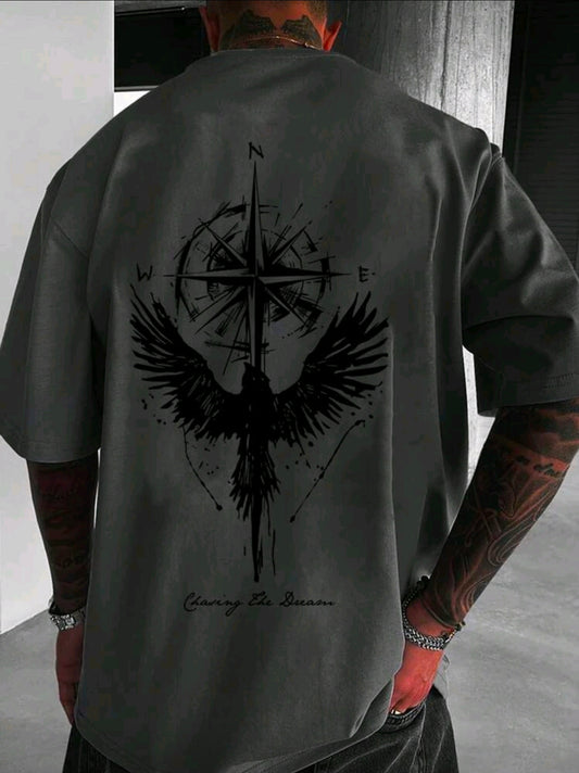 Polera OH ALPHA “Eagle Compass Oversize – Street Vision Edition” (Gris) Talla L