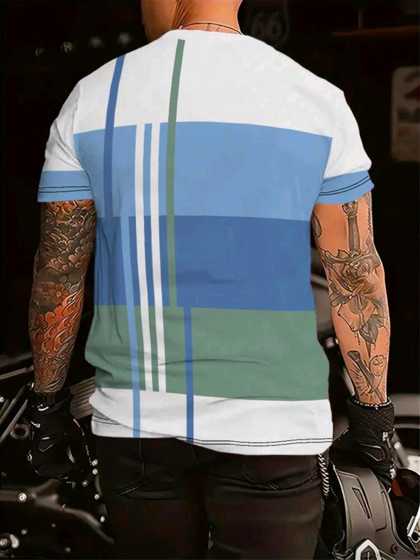 Polera OH ALPHA “Stripe Blocks Modern – Edición Azul & Verde”