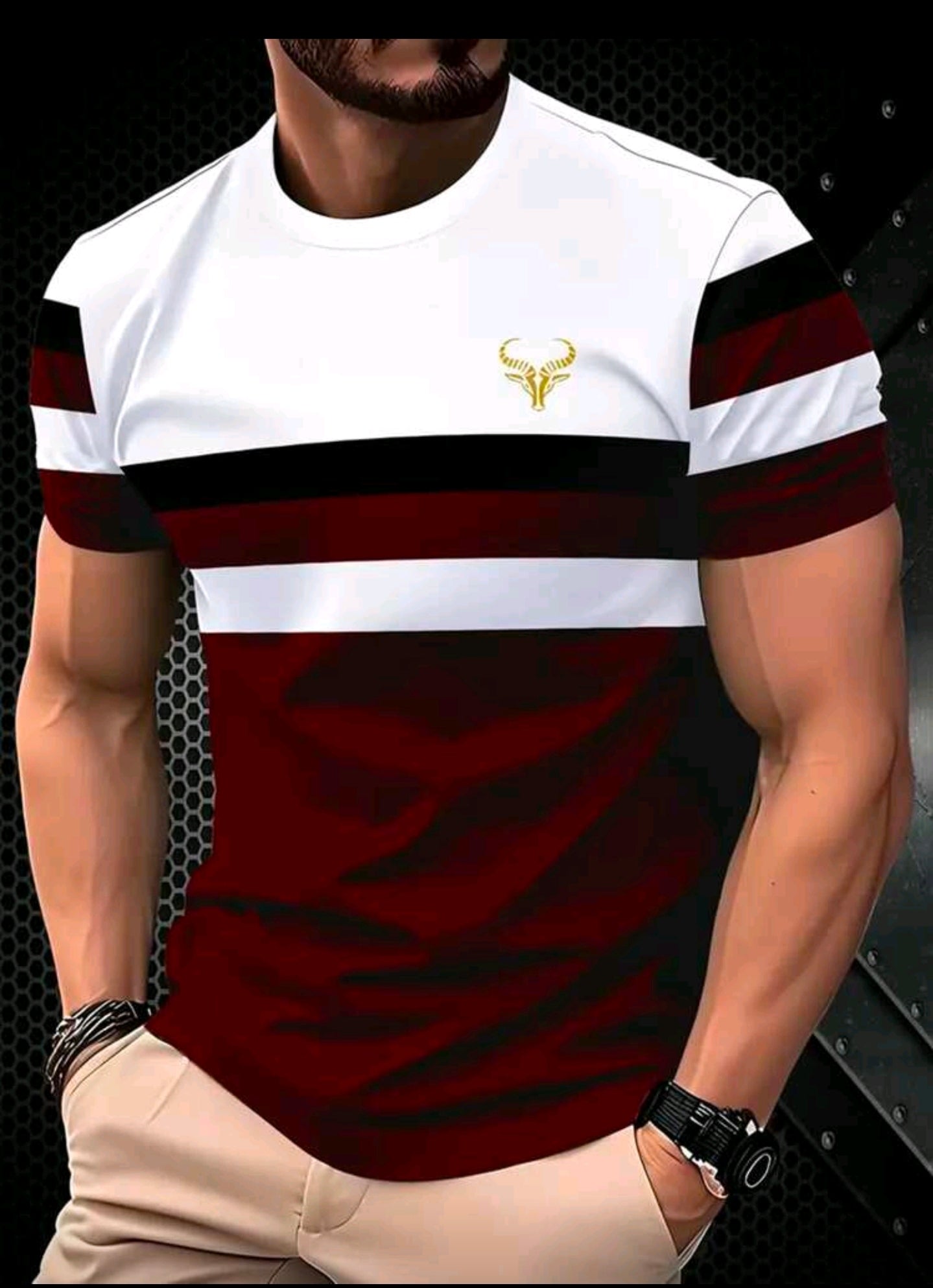 Polera OH ALPHA “Royal Stripe – Edición Burgundy & White”