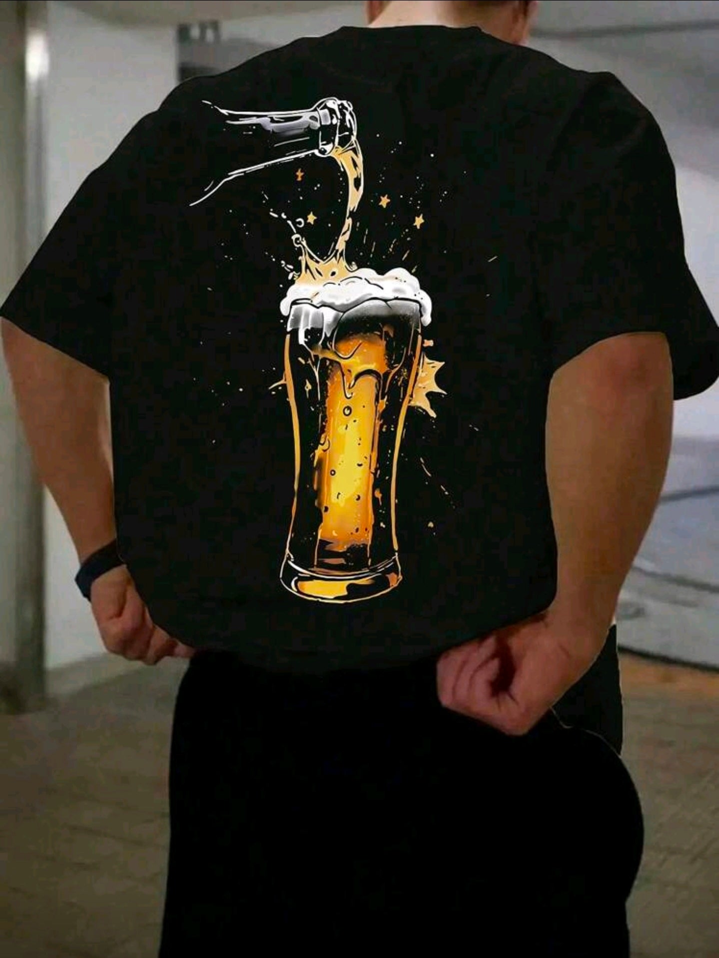 Polera Oversize “Beer Drop Minimalist” – Negra Talla L