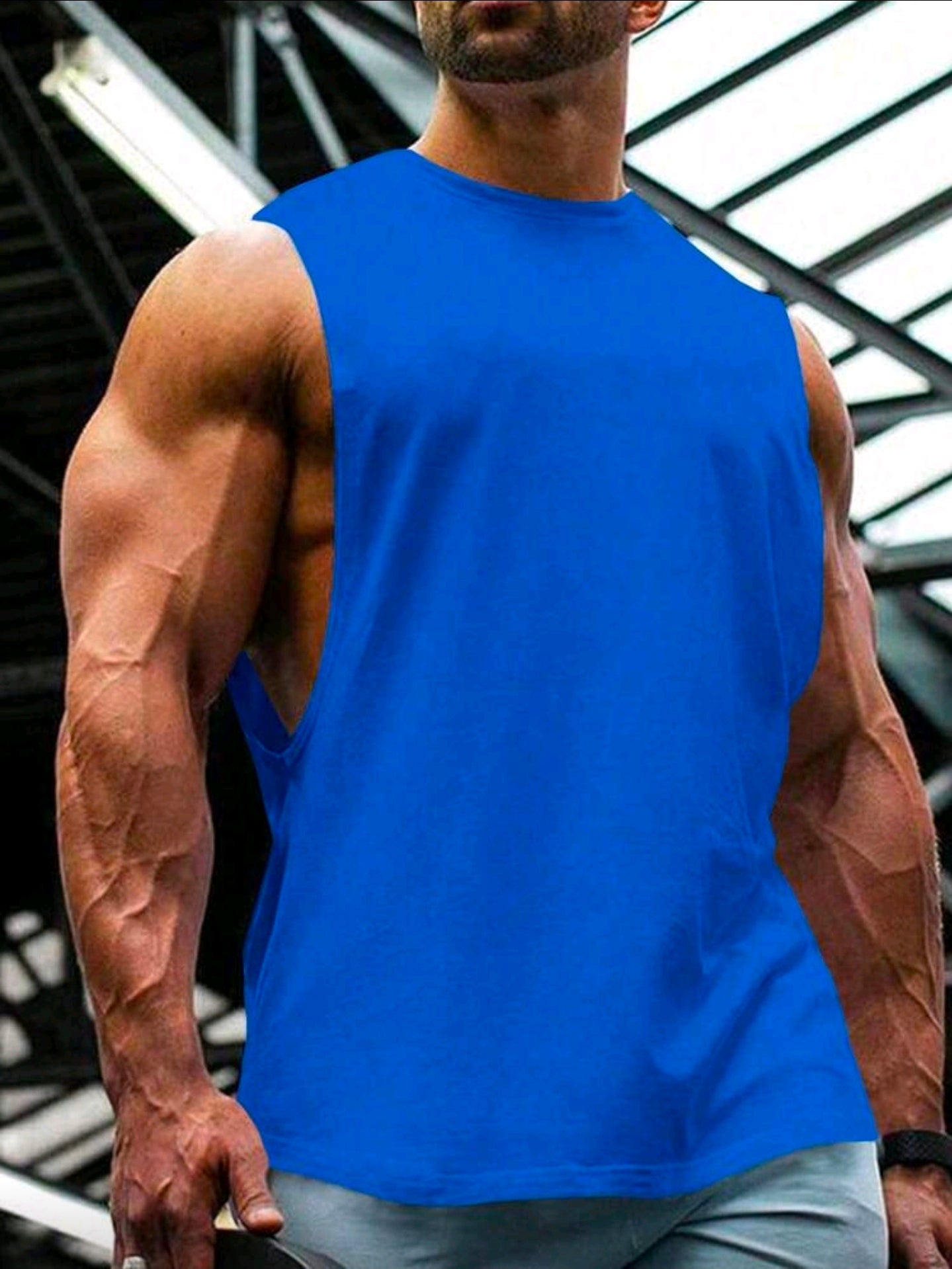 Polera OH ALPHA “Let’s Gym – Muscle Fit Tank Azul” Talla XL