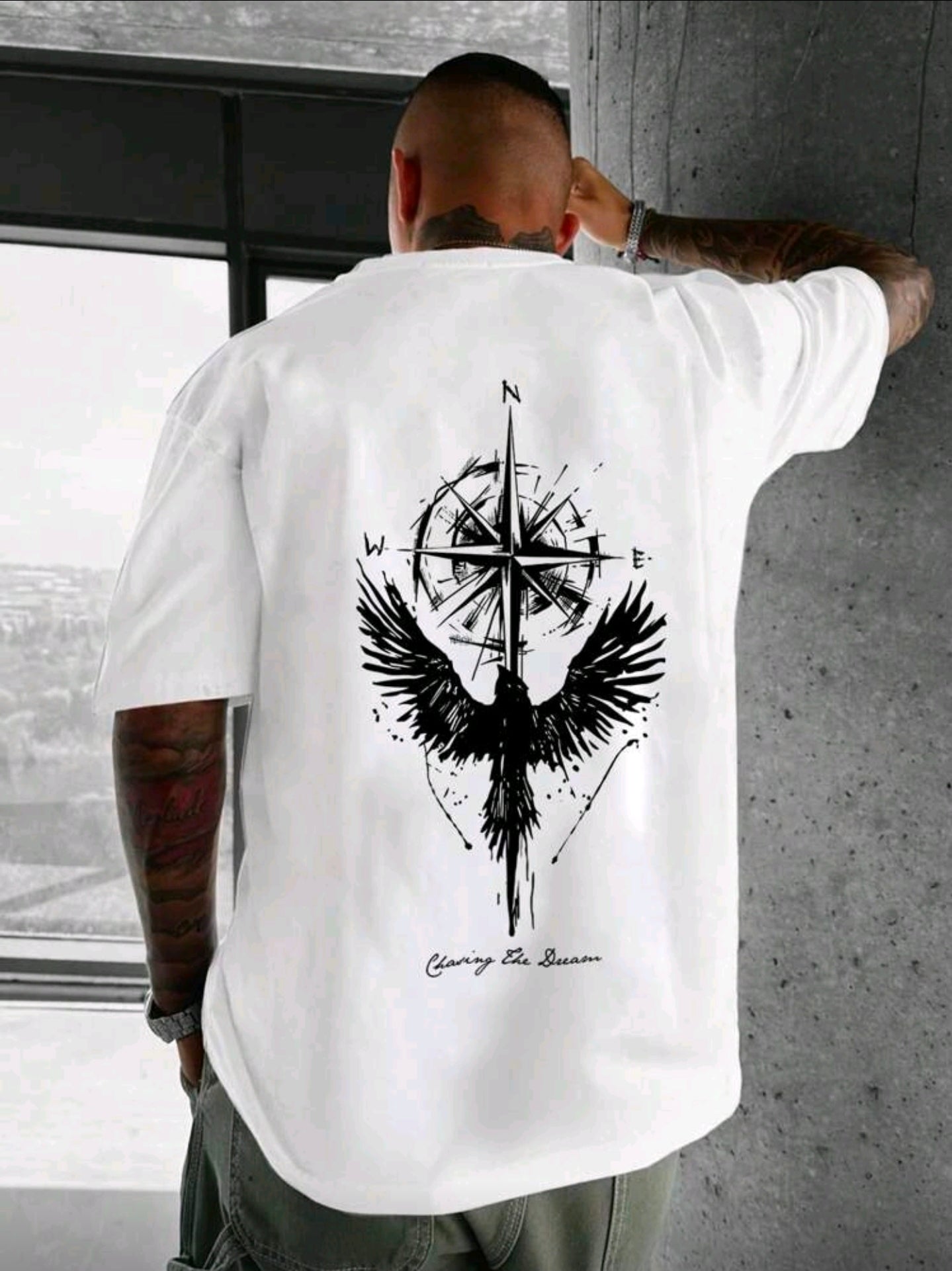 Polera OH ALPHA “White Eagle Compass – Oversize Vision”