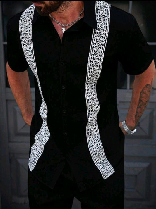 Camisa OH ALPHA “Black Line Heritage – Edición Guayabera Moderna” Talla L