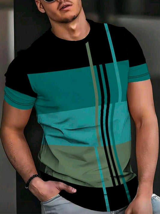 Polera OH ALPHA “3D Urban Stripes” – Diseño Geométrico Multicolor