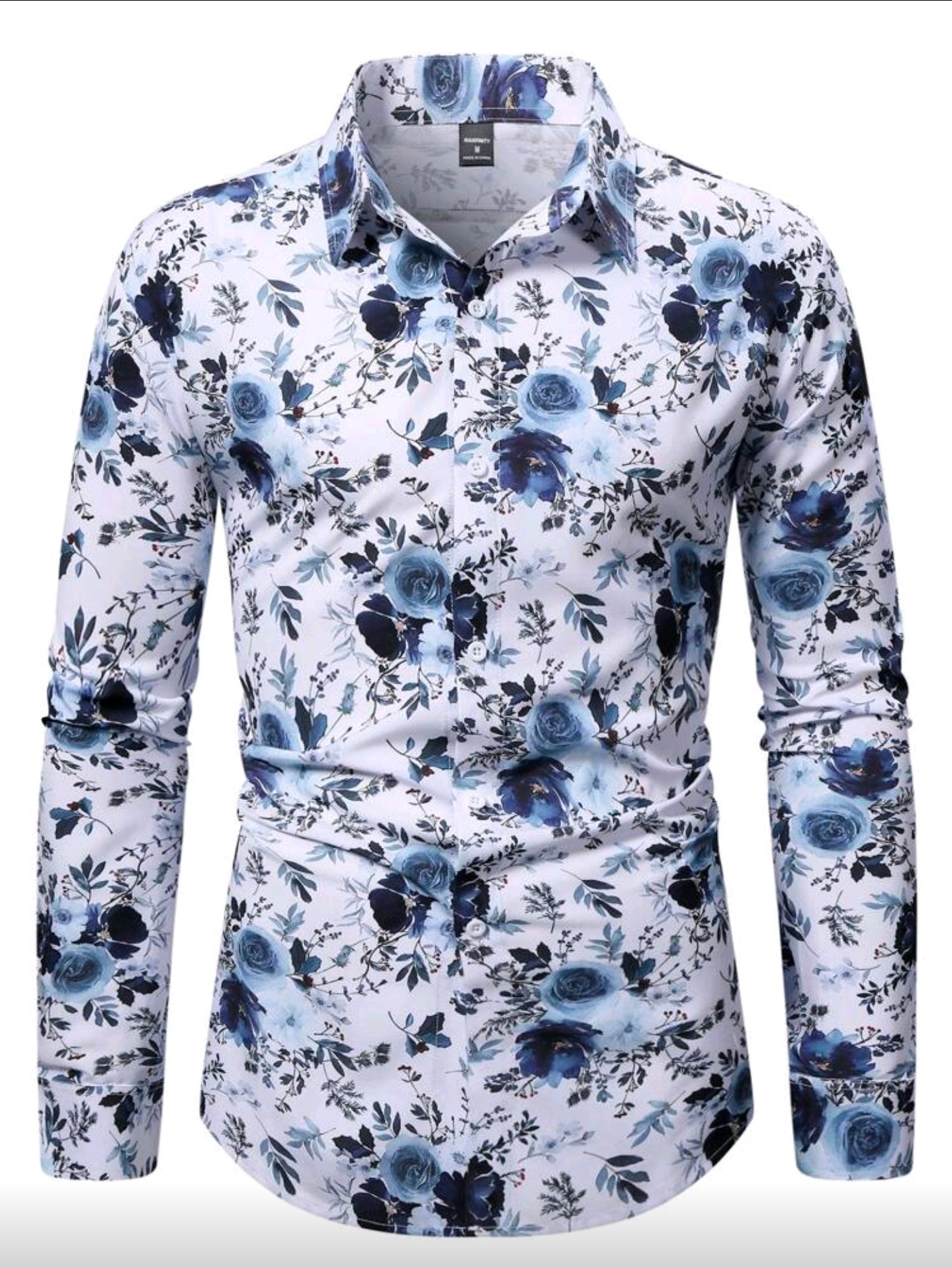 Camisa OH ALPHA “Blue Garden Elegance – Edición Floral Premium” Talla L