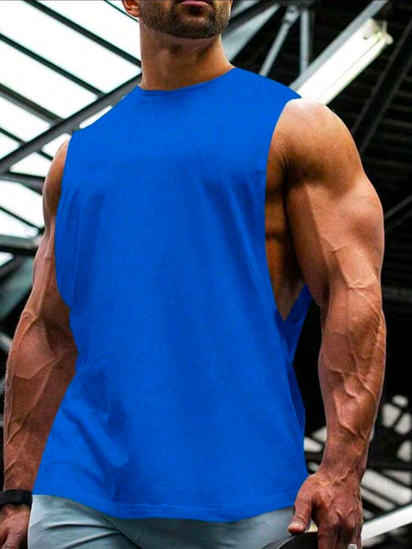 Polera OH ALPHA “Let’s Gym – Muscle Fit Tank Azul” Talla XL