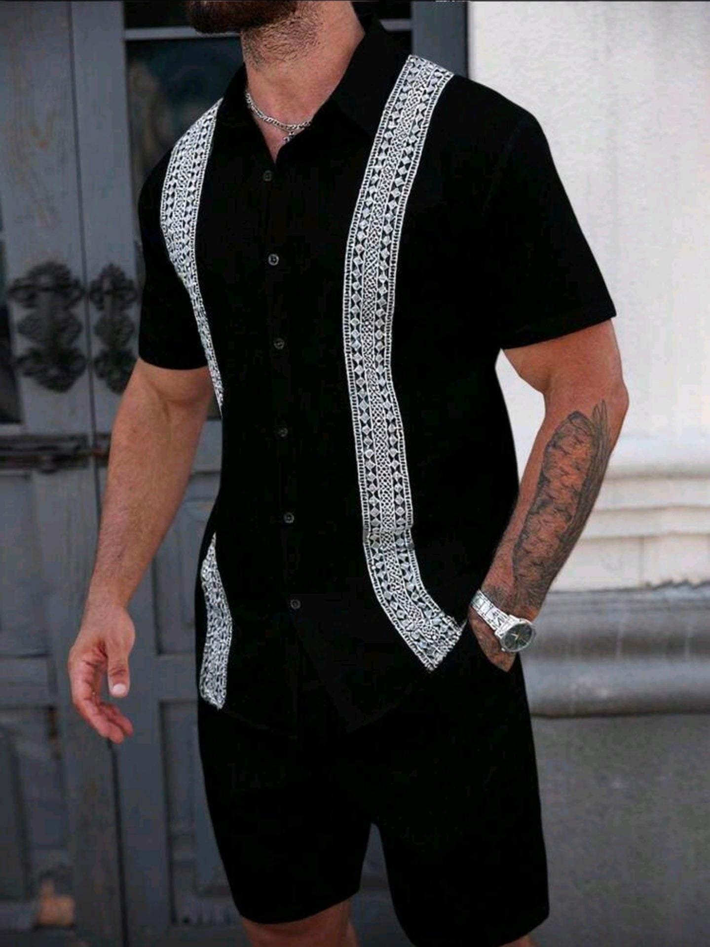 Camisa OH ALPHA “Black Line Heritage – Edición Guayabera Moderna” Talla L