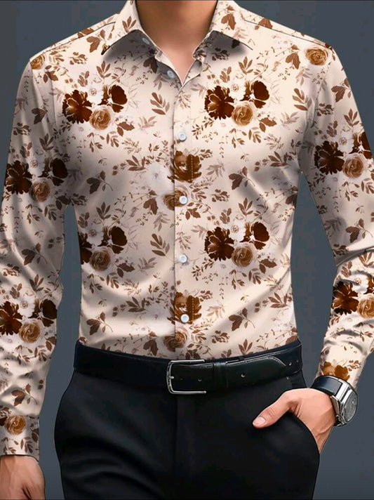 Camisa OH ALPHA “Golden Vintage Floral – Edición Elegancia Clásica” Talla L