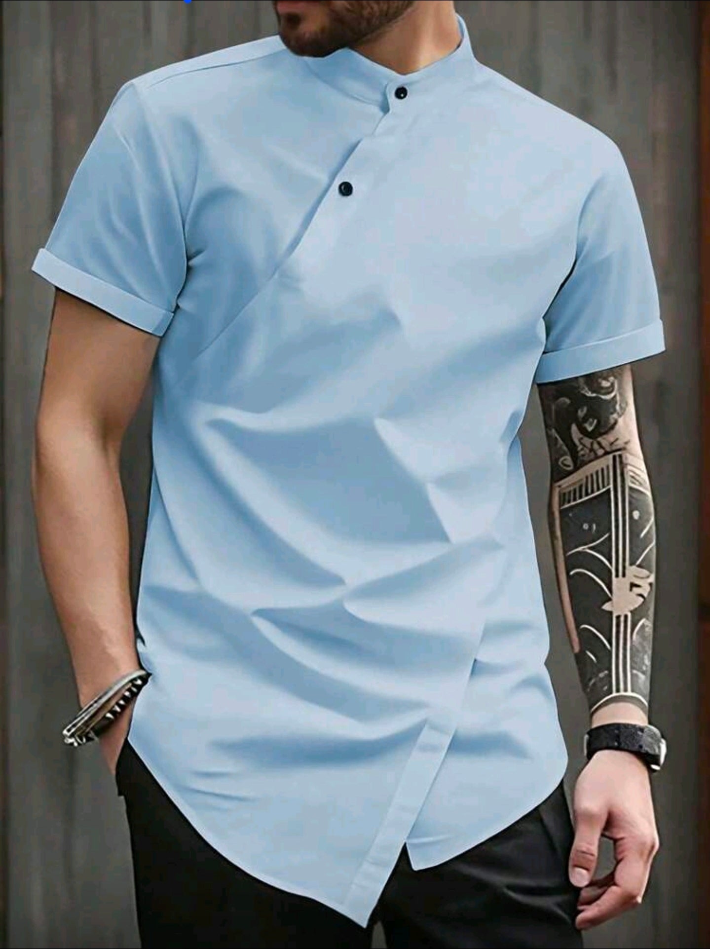 Camisa OH ALPHA “Asymmetric Blue” – Elegancia Minimalista de