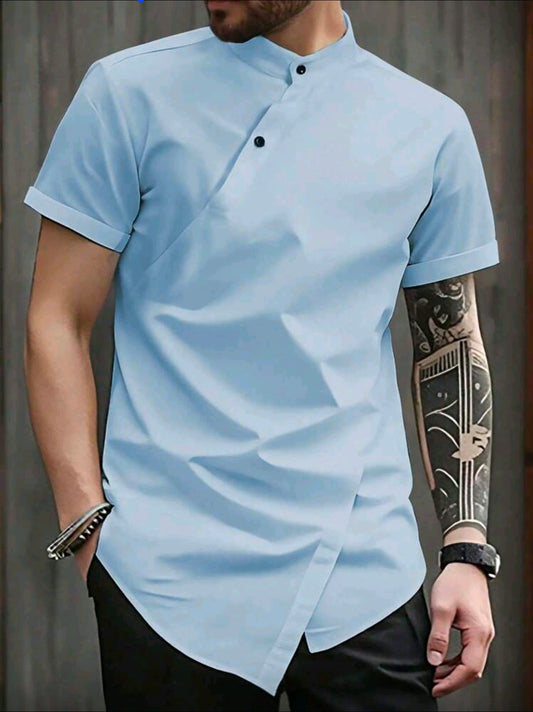 Camisa OH ALPHA “Asymmetric Blue” – Elegancia Minimalista de