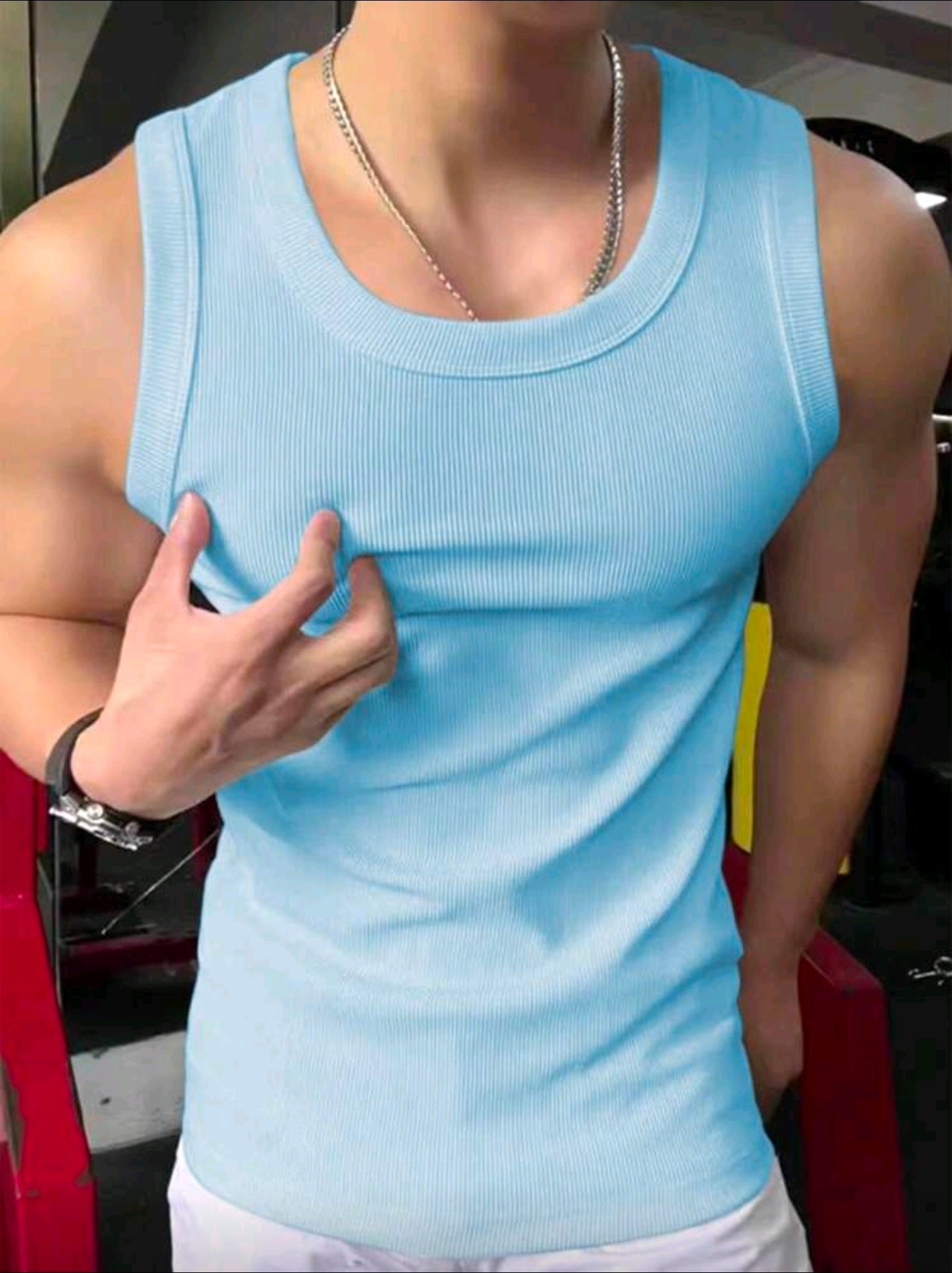 Polera OH ALPHA “Muscle Fit Ribbed – Edición Celeste”