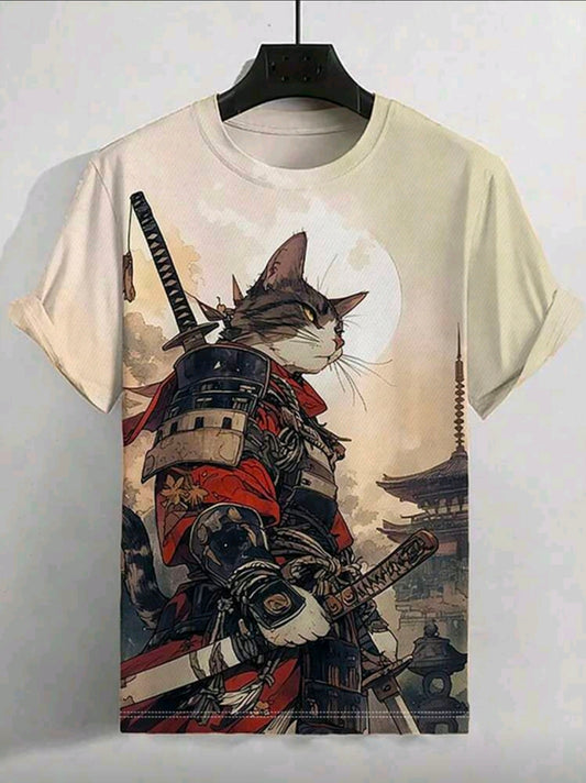 Polera OH ALPHA “Samurai Cat – Edición Arte Japonés” Talla L - XL - XXL