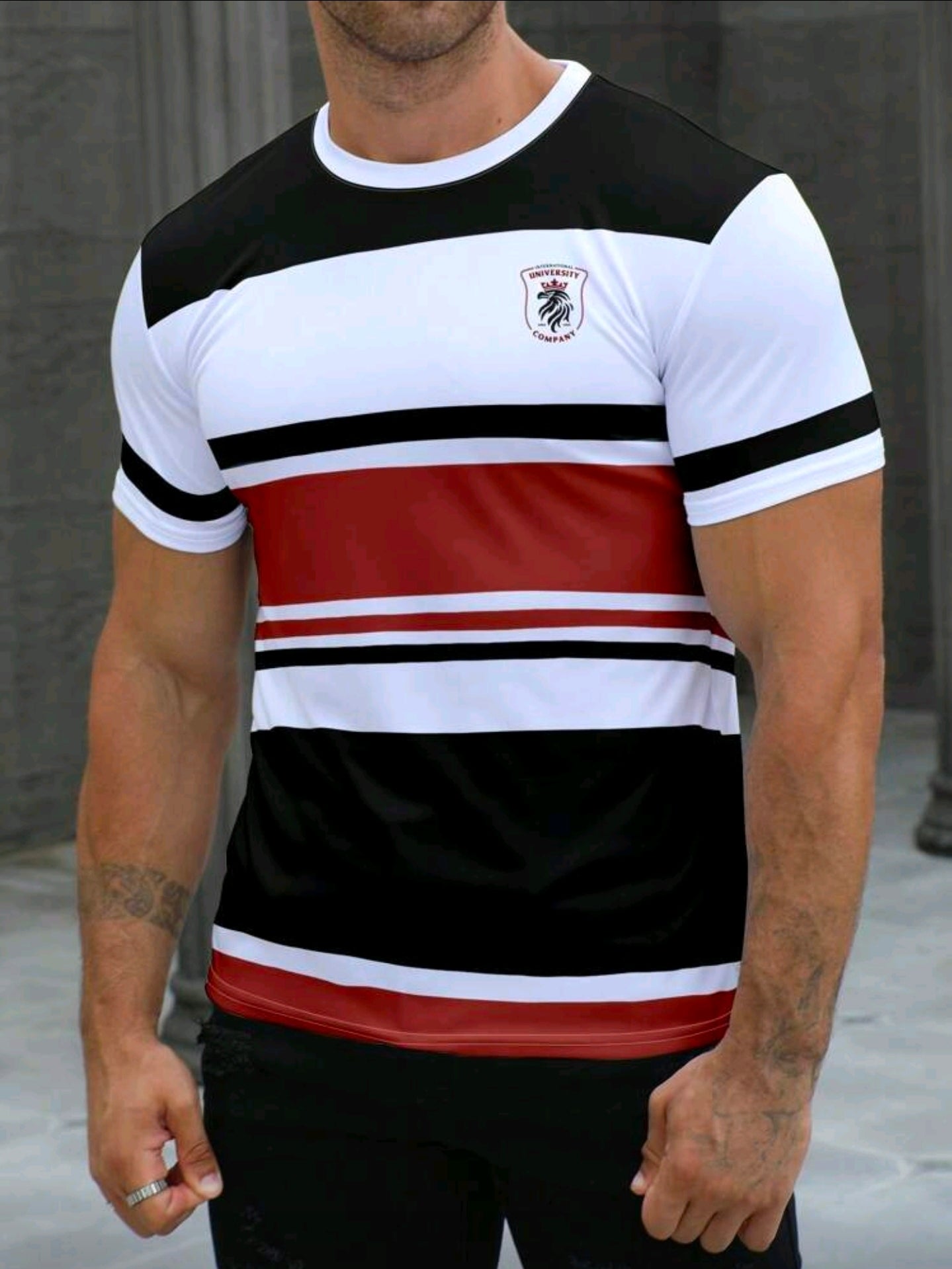 Polera OH ALPHA “University Stripe – Edición Red & Black